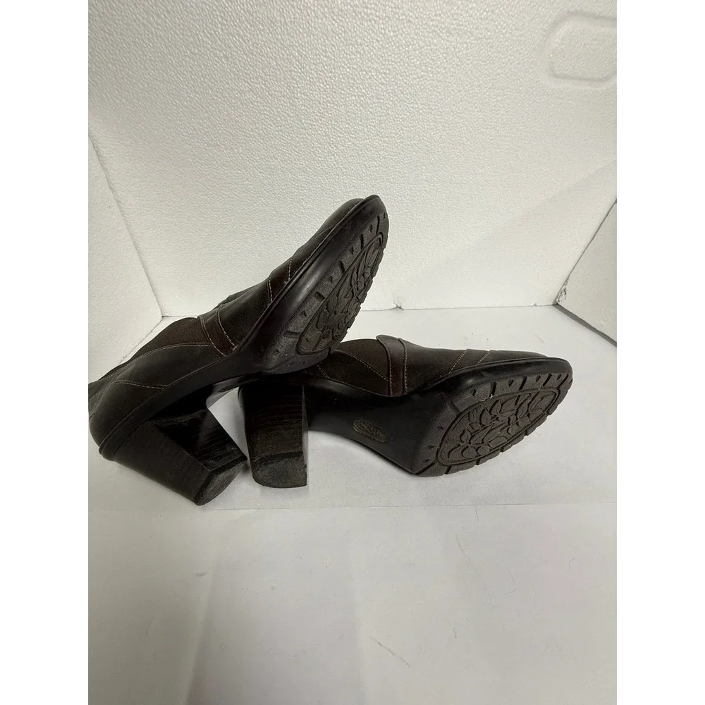 Sofft Leather Pumps Women 8.5 Brown Good‎ Slip On Block Heel Comfort Work Shoes